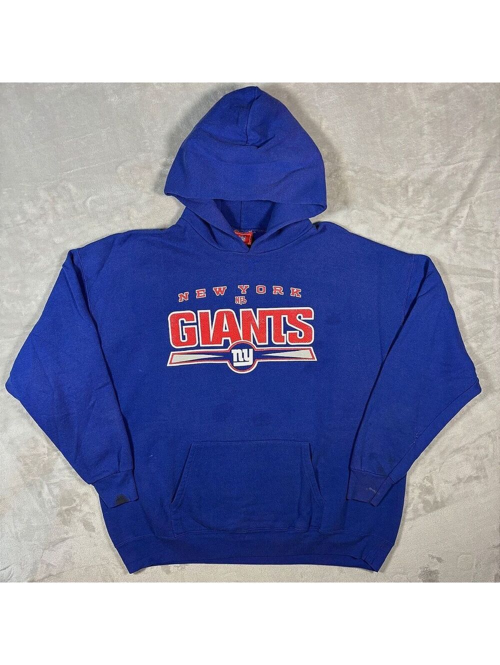 Vintage 90s NY New York Giants Pullover Hoodie Royal Blue NFL Tag XXL